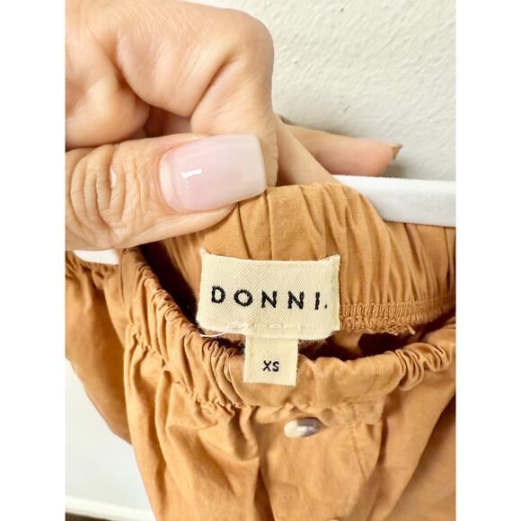 DONNI. Cotton Poplin Pull On Elastic Waist The Pop Boxers Short Camel Women's XS - Picture 4 of 6